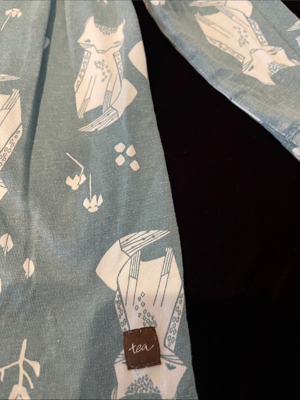 Tea Collection Teal, Fox Print Top with Cream Leggings - Picture 5 of 5